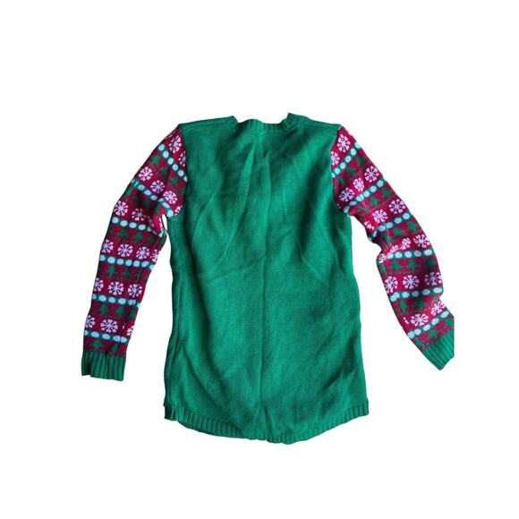 No Boundaries Women's Ugly Christmas light up Cat Sweater Green Large (11-13) - Picture 3 of 6